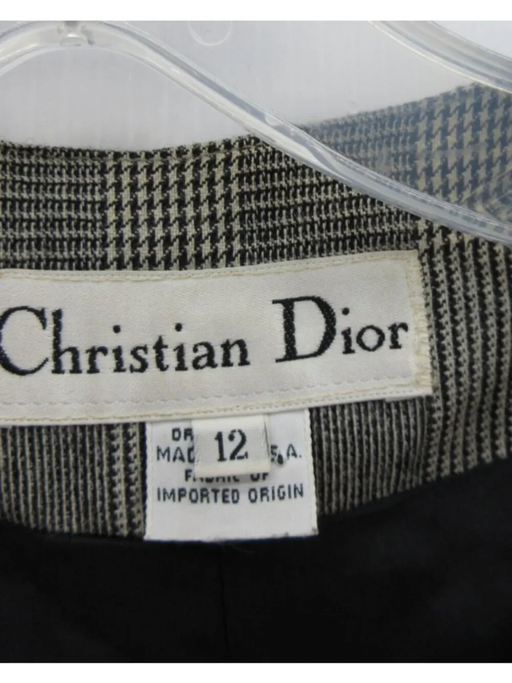 VGT Christian Dior Suit 12 Wool 2 Piece Pants Houndstooth USA 30X30 *